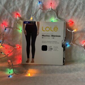 LOLE Wool Blend Merino Leggings Size L Navy Blue NWT